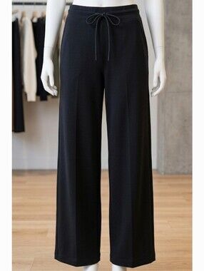 Quince "Cloud Comfort" Black Wide-Leg Drawstring Pants (Sz M) Athleisure Travel